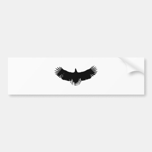 Black & White Eagle Silhouette Bumper Sticker (Front)