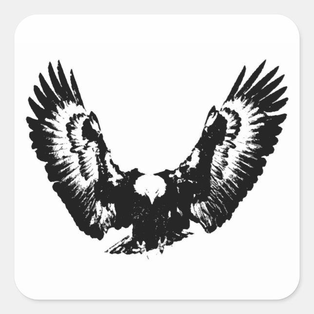 Black & White Eagle Square Sticker (Front)
