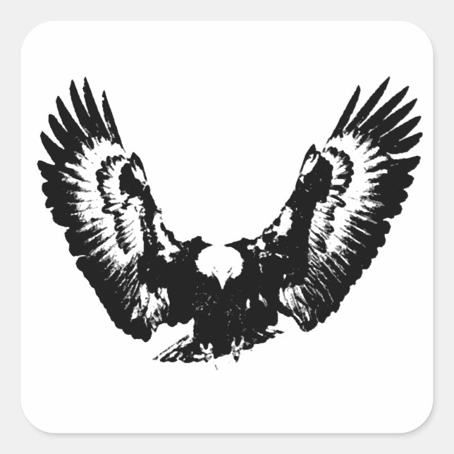 Black & White Eagle Square Sticker (Front)
