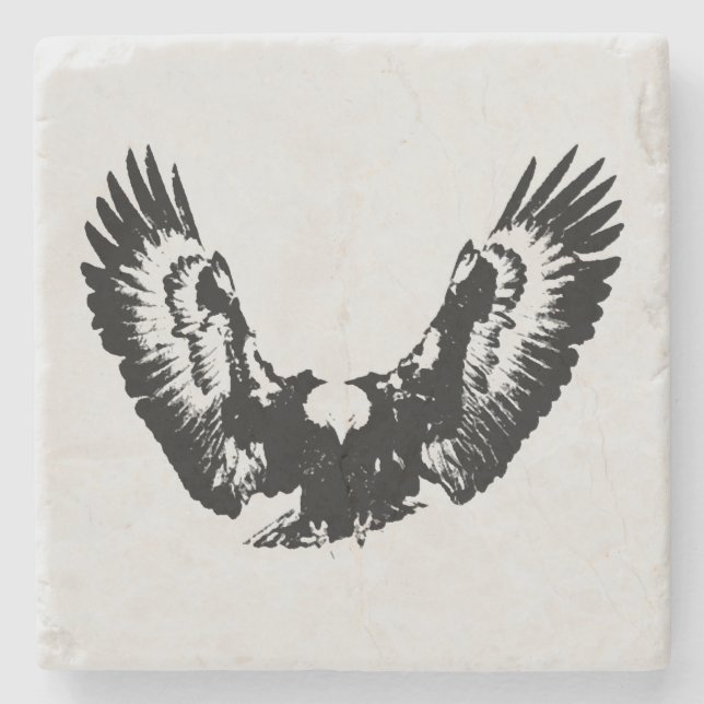 Black & White Eagle Stone Coaster (Front)