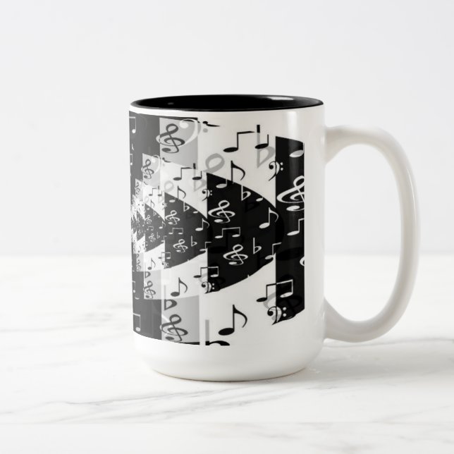 Black & White Echo Music Notes Coffee Mug (Right)