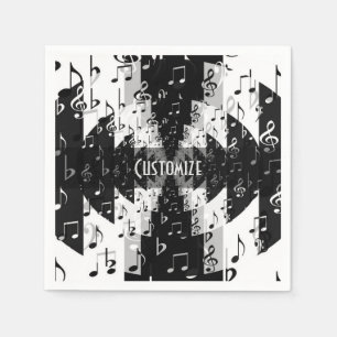 Black & White Echo Music Notes Napkins