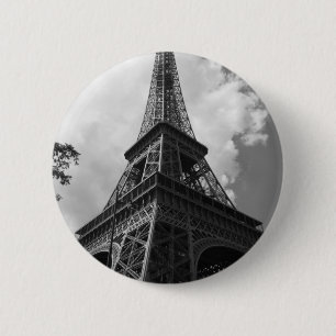 Black & White Eiffel Tower in Paris 6 Cm Round Badge