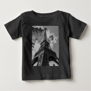 Black & White Eiffel Tower in Paris Baby T-Shirt