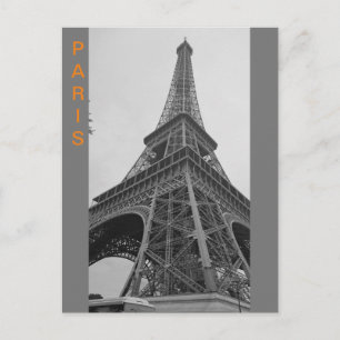 Black & White Eiffel Tower in Paris France Travel  Postcard