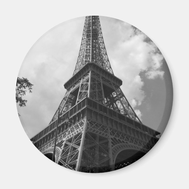 Black & White Eiffel Tower in Paris Magnet (Front)