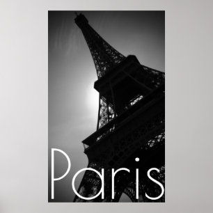 Black White Eiffel Tower in Paris Poster
