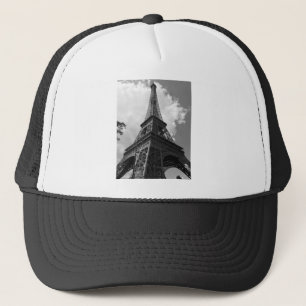 Black & White Eiffel Tower in Paris Trucker Hat
