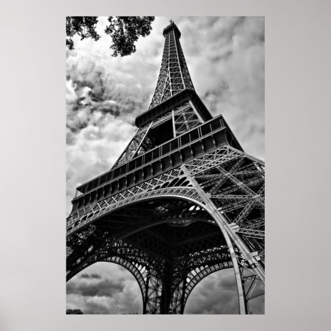 Black White Eiffel Tower Love Paris Europe Travel Poster (Front)