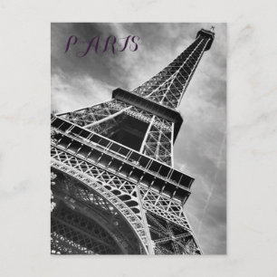 Black & White Eiffel Tower Paris Europe Postcard