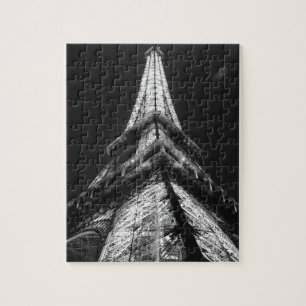 Black White Eiffel Tower Paris Europe Travel Jigsaw Puzzle