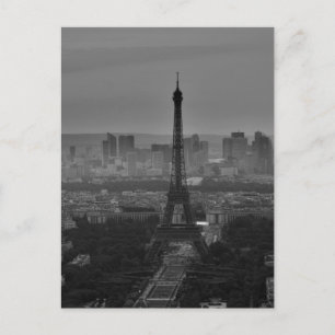 Black White Eiffel Tower Paris Europe Travel Postcard