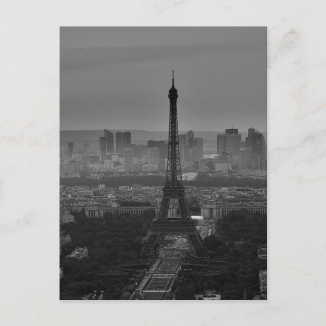 Black White Eiffel Tower Paris Europe Travel Postcard (Front)
