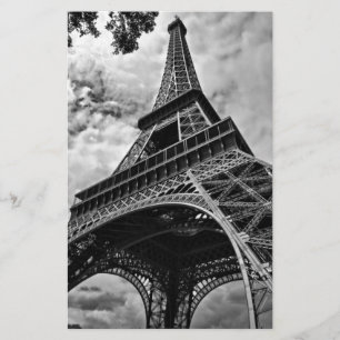 Black White Eiffel Tower Paris Europe Travel Stationery