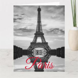 Black White Eiffel Tower Paris European Travel Card