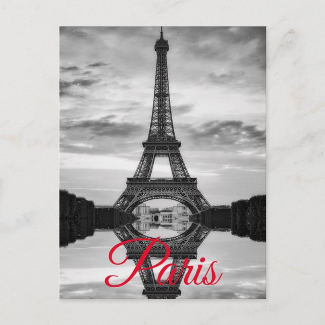 Black White Eiffel Tower Paris European Travel Invitation Postcard (Front)