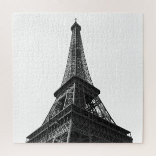 Black & White Eiffel Tower Paris European Travel Jigsaw Puzzle