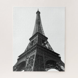 Black & White Eiffel Tower Paris European Travel Jigsaw Puzzle