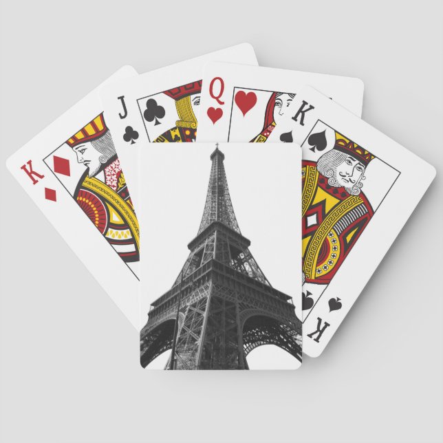 Black & White Eiffel Tower Paris European Travel Playing Cards (Back)