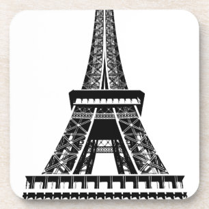 Black white Eiffel Tower Paris France Art Artwork Coaster