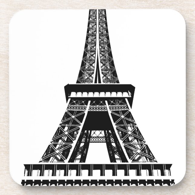 Black white Eiffel Tower Paris France Art Artwork Coaster (Front)