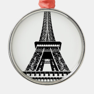 Black white Eiffel Tower Paris France Art Artwork Metal Tree Decoration