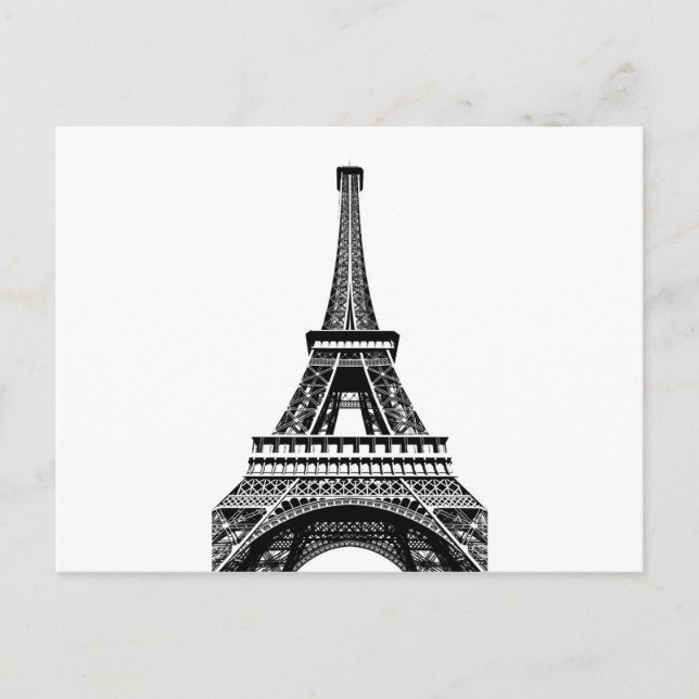 Black white Eiffel Tower Paris France Art Artwork Postcard (Front)