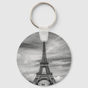 Black & White Eiffel Tower Paris France Key Ring