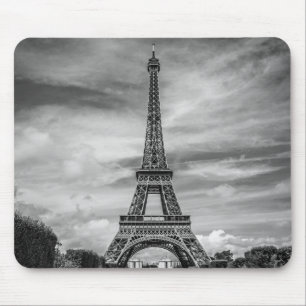Black & White Eiffel Tower Paris France Mouse Pad