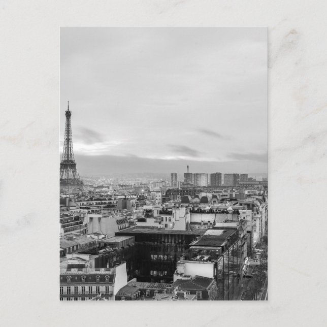 Black&White: Eiffel Tower, Paris, France Postcard (Front)