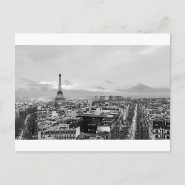 Black&White: Eiffel Tower, Paris, France Postcard (Front)