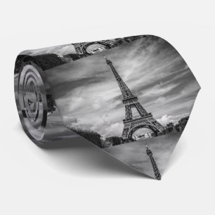 Black & White Eiffel Tower Paris France Tie