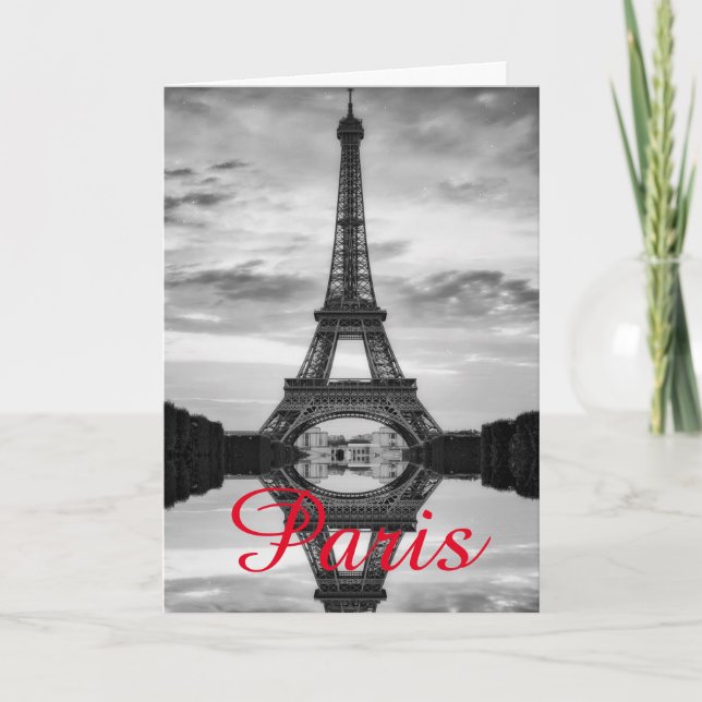 Black White Eiffel Tower Paris Love City Travel Card (Front)