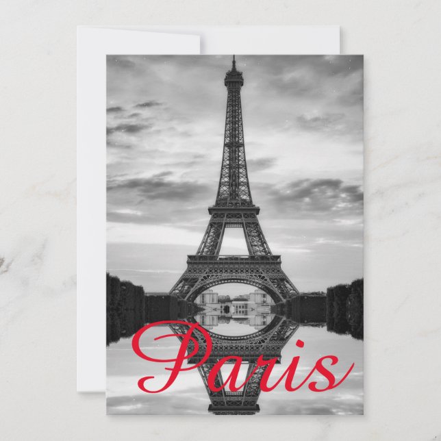 Black White Eiffel Tower Paris Love City Travel Holiday Card (Front)