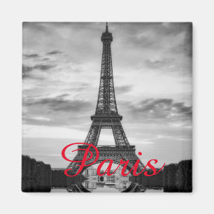 Black White Eiffel Tower Paris Love City Travel Magnet