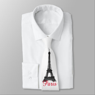 Black White Eiffel Tower Paris Love City Travel Tie