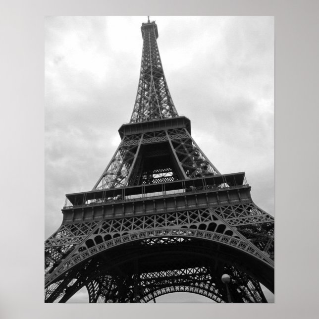 Black & White Eiffel Tower Paris Poster (Front)