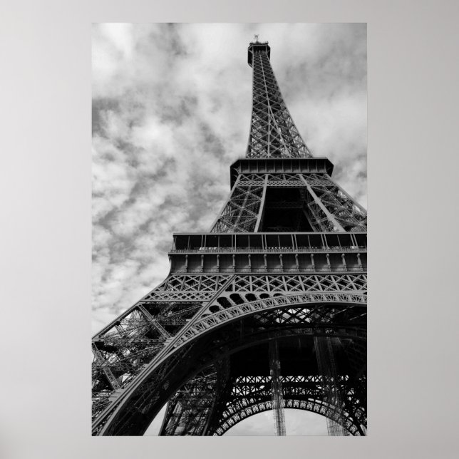 Black & White Eiffel Tower Paris Romance City Poster (Front)