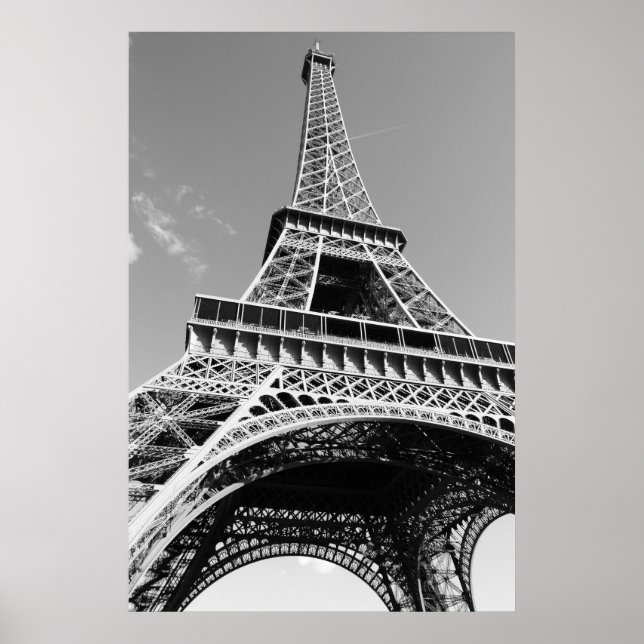Black & White Eiffel Tower Paris Romance City Poster (Front)