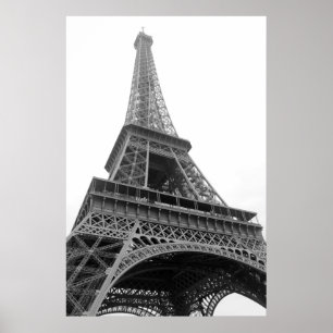 Black & White Eiffel Tower Paris Romance City Poster
