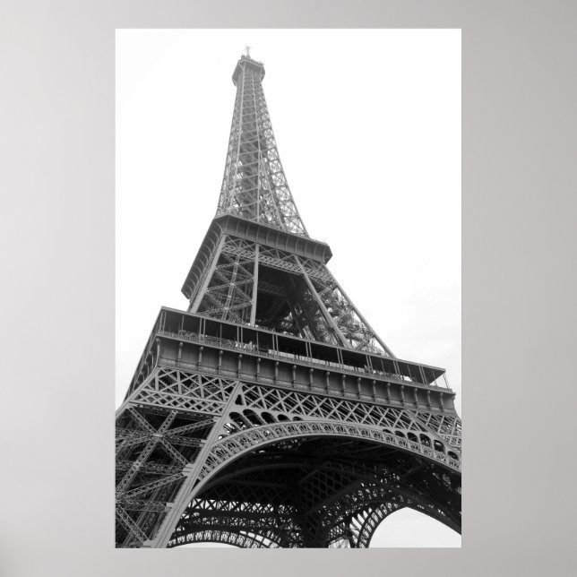 Black & White Eiffel Tower Paris Romance City Poster (Front)