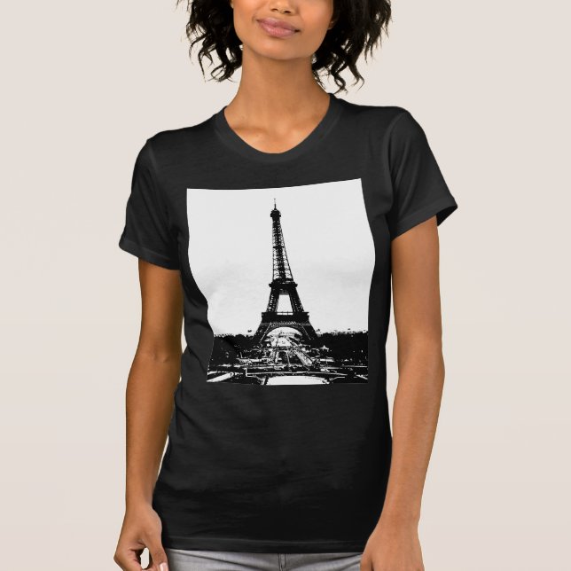 Black & White Eiffel Tower T-Shirt (Front)