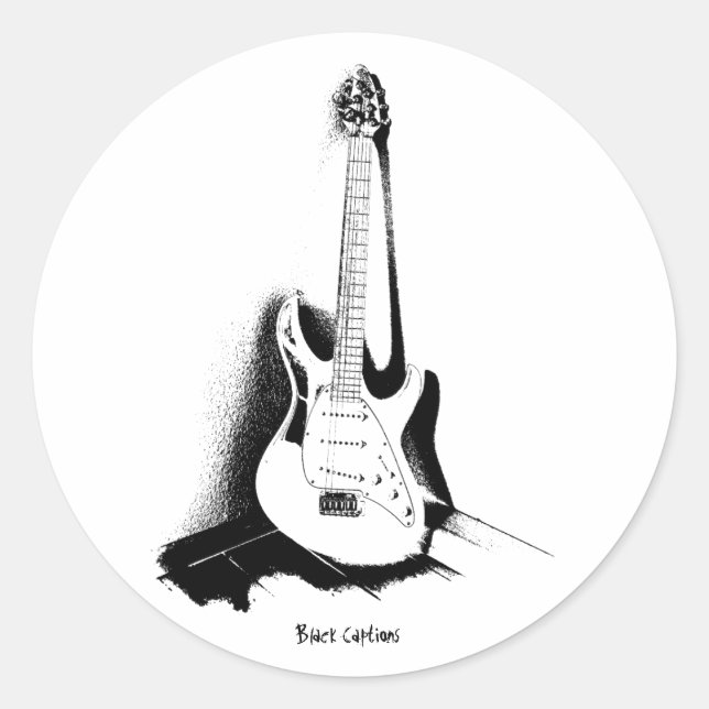 Black & White Electric Gutiar - Sticker (Front)