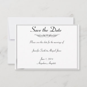 Black White Elegance Brides Wedding Save the Date