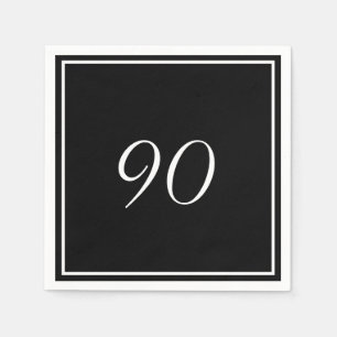 Black White Elegant 90th Birthday Napkin