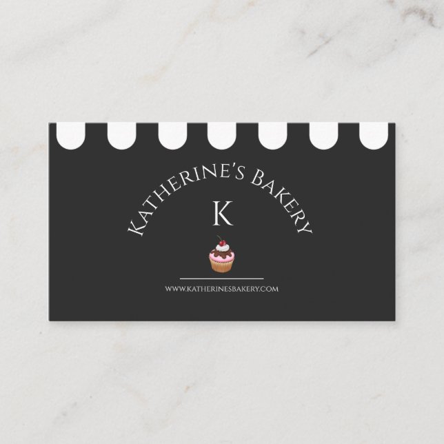 Black White Elegant Bakery   Business Card (Front)