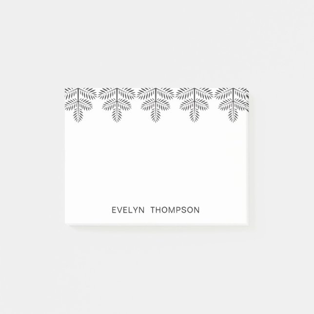 Black White Elegant Botanical Tropical Branch Post-it Notes (Front)