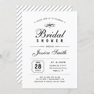 Black & White Elegant Bridal Shower Invitation