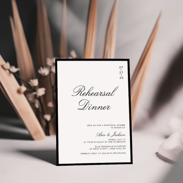 Black & White Elegant Calligraphy Rehearsal Dinner Invitation (Creator Uploaded)