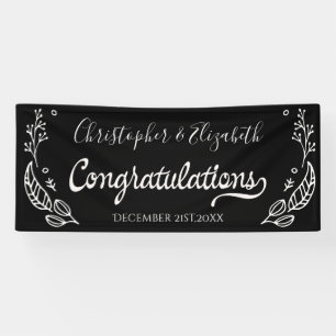 Black White Elegant Chic Wedding Congratulations Banner